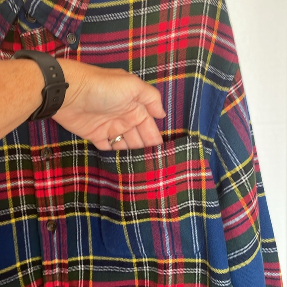 Lands’ End multi color plaid flannel  long sleeve shirt Men’s size L - Picture 3 of 13